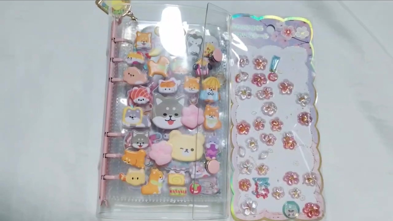 ボンボンドロップシール　バアバがくれた超かわいくてきれいなサクラのボンボンドロップシールを貼ったよ②　透明シール帳づくり