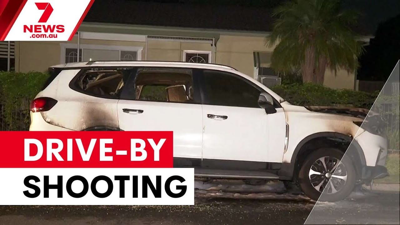 Manhunt underway after Western Sydney drive-by shooting | 7NEWS