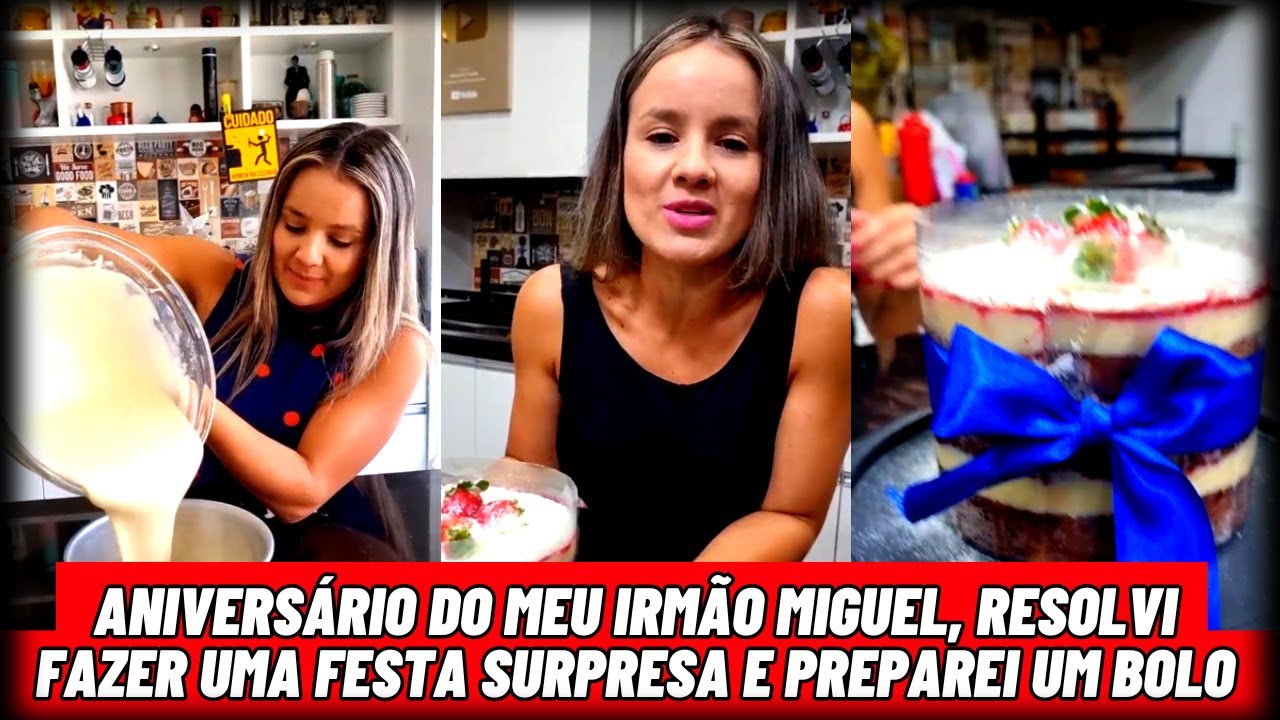 Aniversário do meu irmão Miguel, resolvi fazer uma festa surpresa e preparei um bolo 🎂