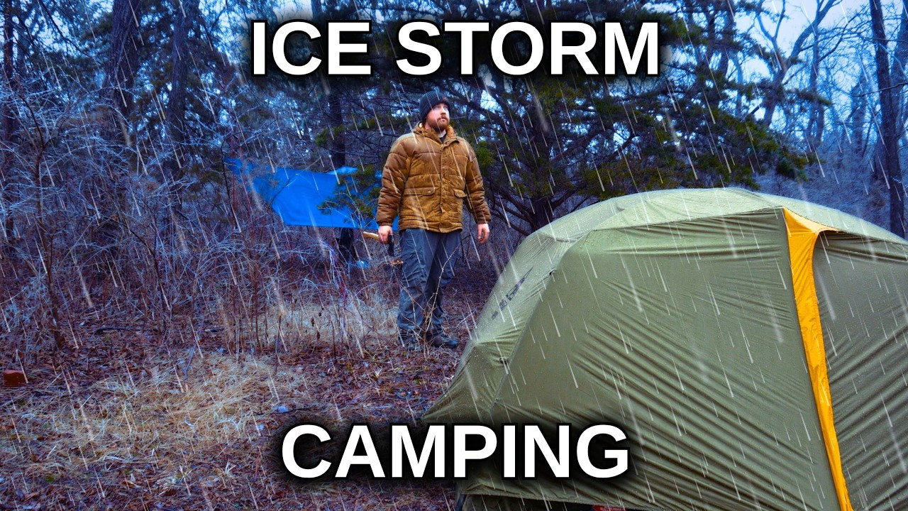 I Camped in the Middle of a Severe Ice Storm | Thunder, Sleet & Freezing Rain