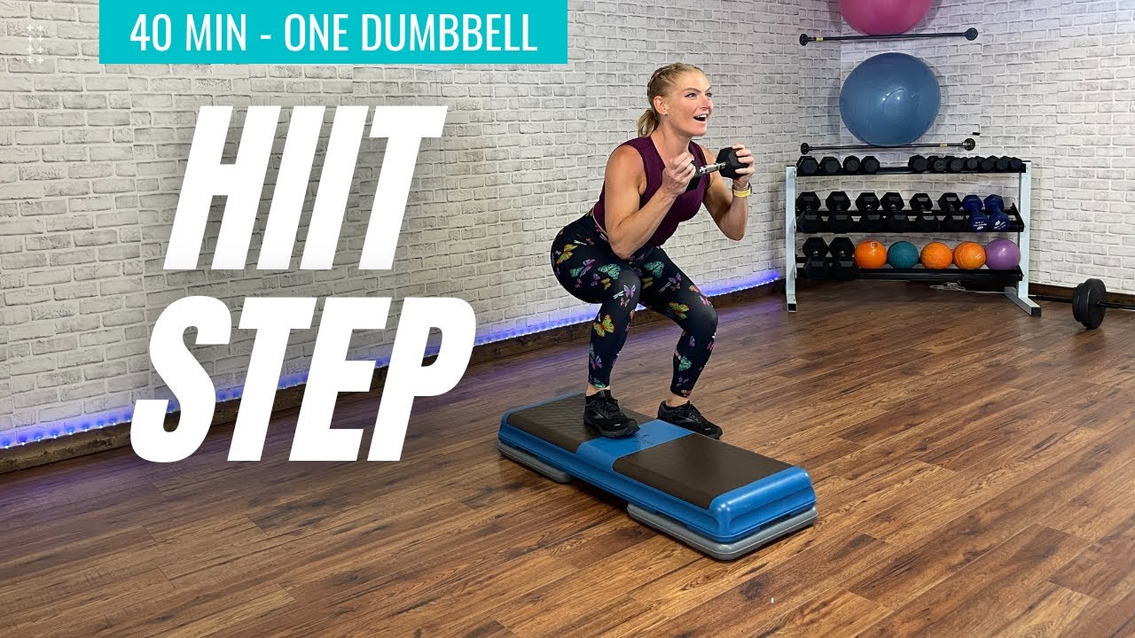 CARDIO STEP HIIT WORKOUT 🔥 ONE DUMBBELL 🔥 40 MINUTES 🔥