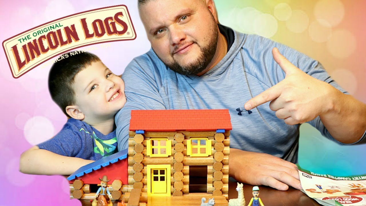 Caleb & Daddy Play LINCOLN LOGS Wooden Building Blocks For Kids