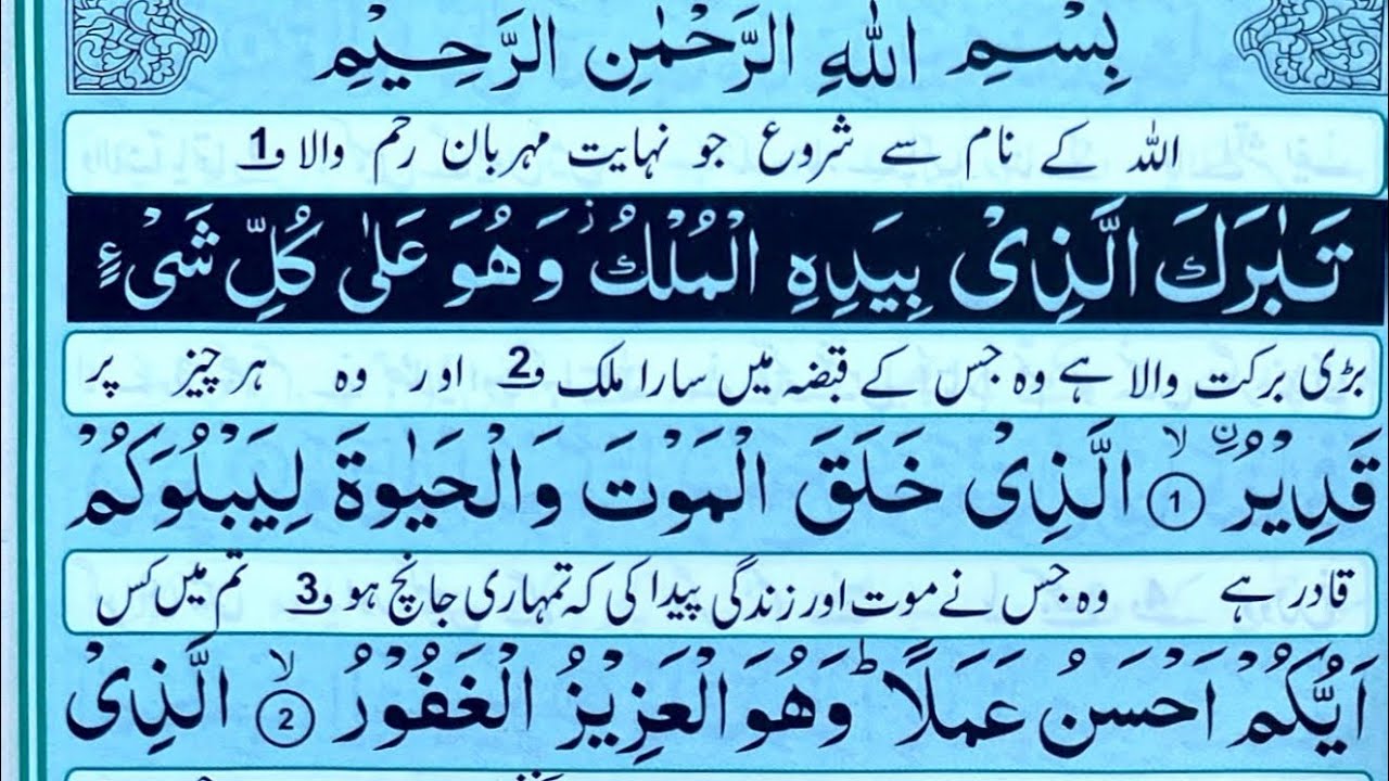 Quran Recitation para 29 Full with Urdu translation