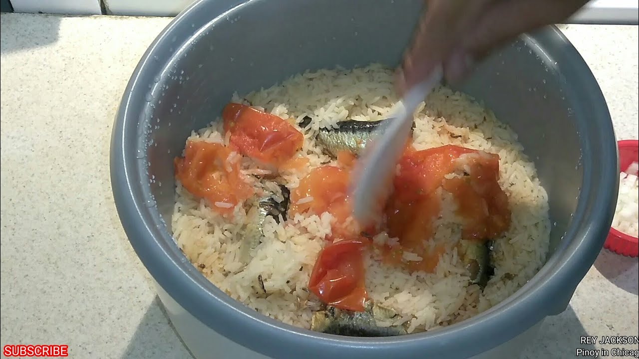 Sardines and Tomato rice in Rice cooker