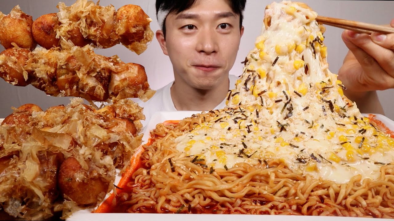 맛있다...콘치즈불닭볶음면 타코야끼 먹방 !!!ASMR MUKBANG SPICY FIRE NOODLES Octopus Balls
