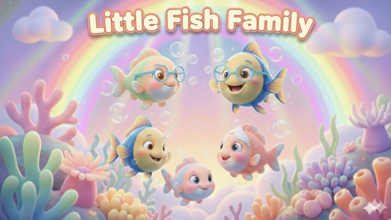 Little Fish Family 🐠 Fun Kids Song & Baby Learning Song 🎵 | RainBow Rhyme Time