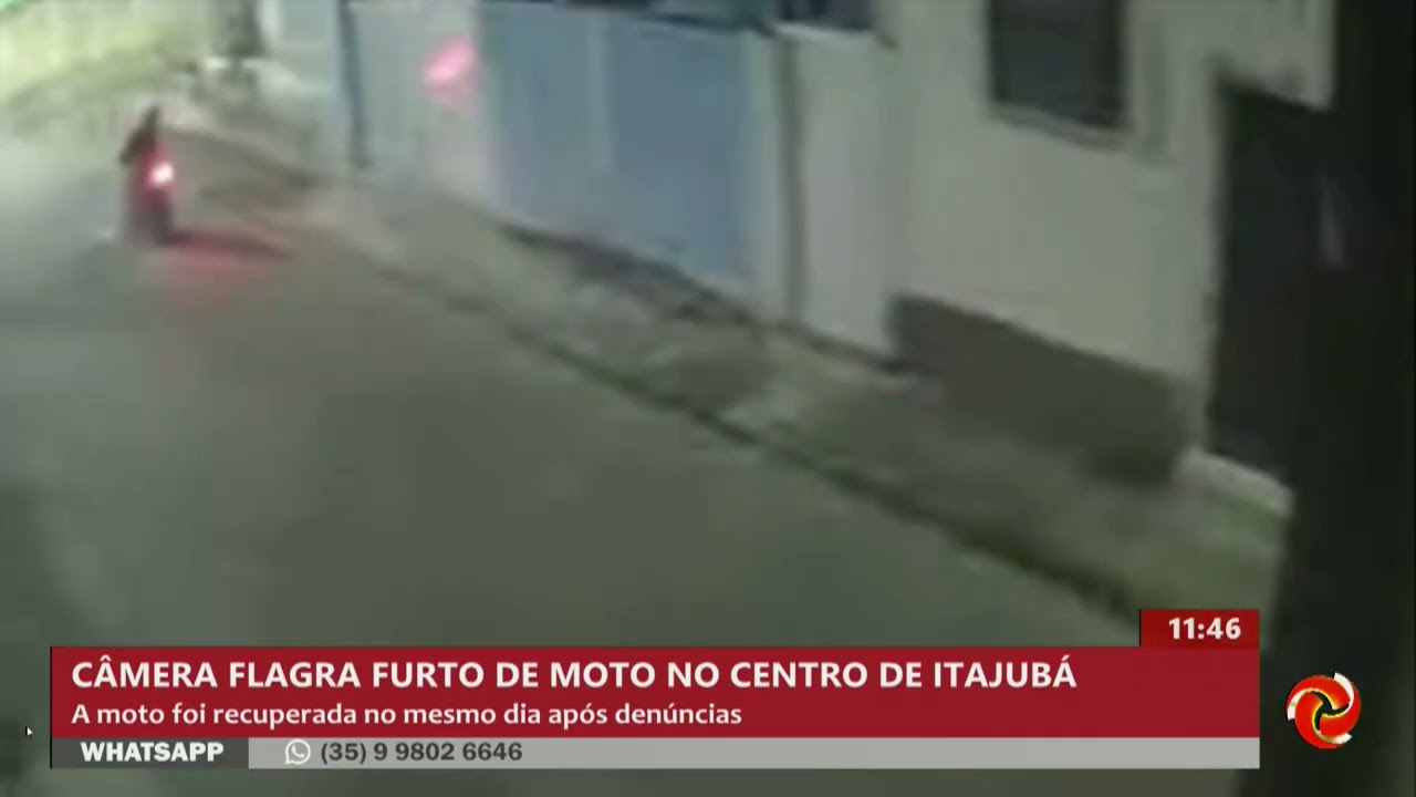 Câmera flagra furto de moto no centro de Itajubá