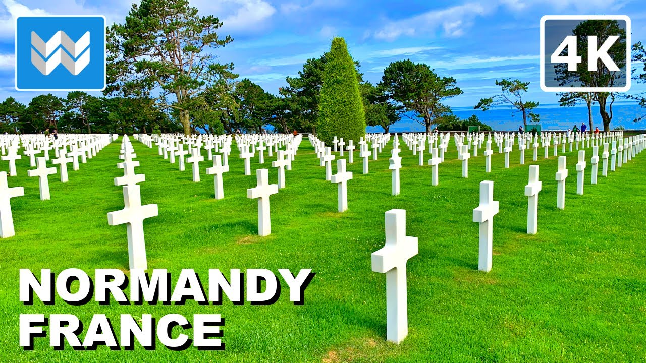 [4K] Normandy American Cemetery in France 🇫🇷 Omaha Beach D-Day WW2 Site Walking Tour & Travel Guide