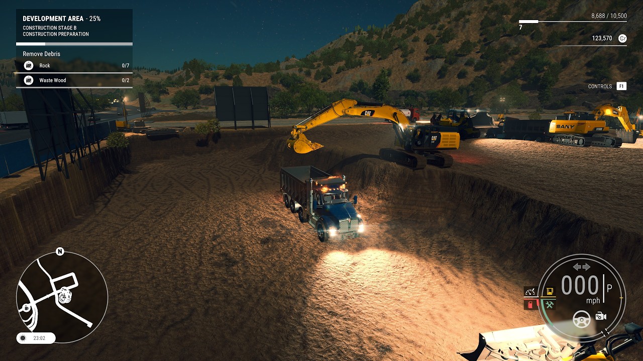 Construction simulator 22 returns