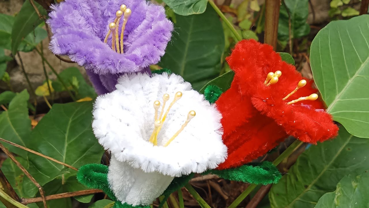Tutorial membuat bunga Lonceng dari kawat bulu atau pipe cleaner #youtube#handmade#flowers