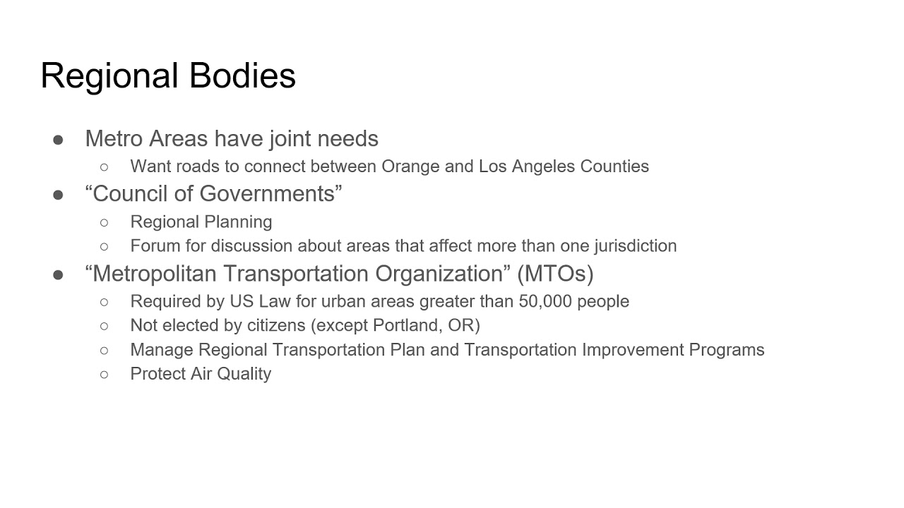 Local Government Structure   Special Districts & Regional Bodies