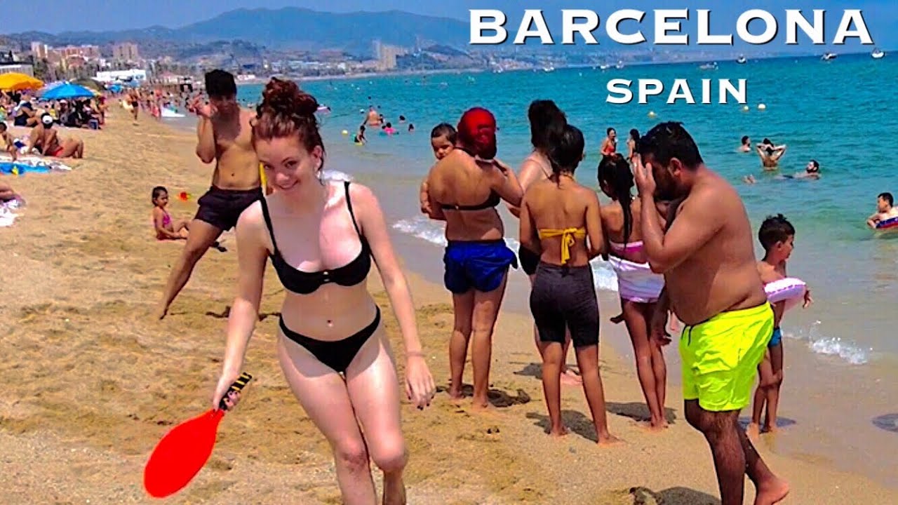 4K Beach Walking tour - Barcelona Spain - Badalona Beach - June 2022