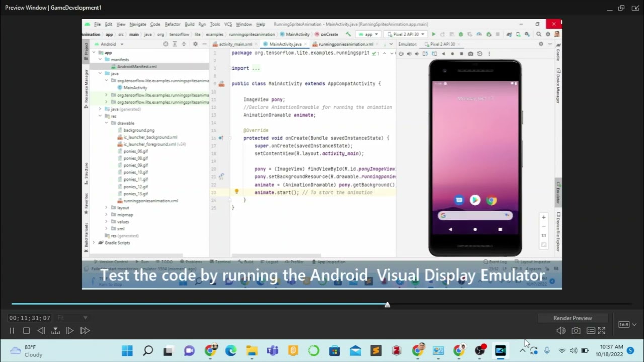 Android Studio - Game Development Sprite Animation with onTouchEvent() Part 1