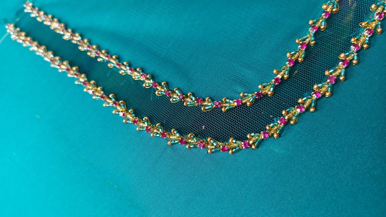 making of net aari work, front neck✨, full work video 💙 #aariblouse #networkblouse #aariworkblouse 