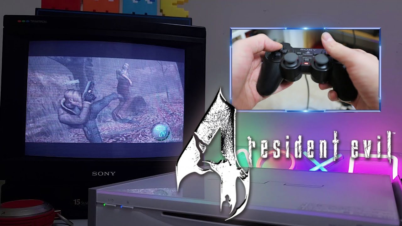 Resident Evil 4 Gameplay on an original Sony PSX DSER 7500 with a Trinitron CRT TV