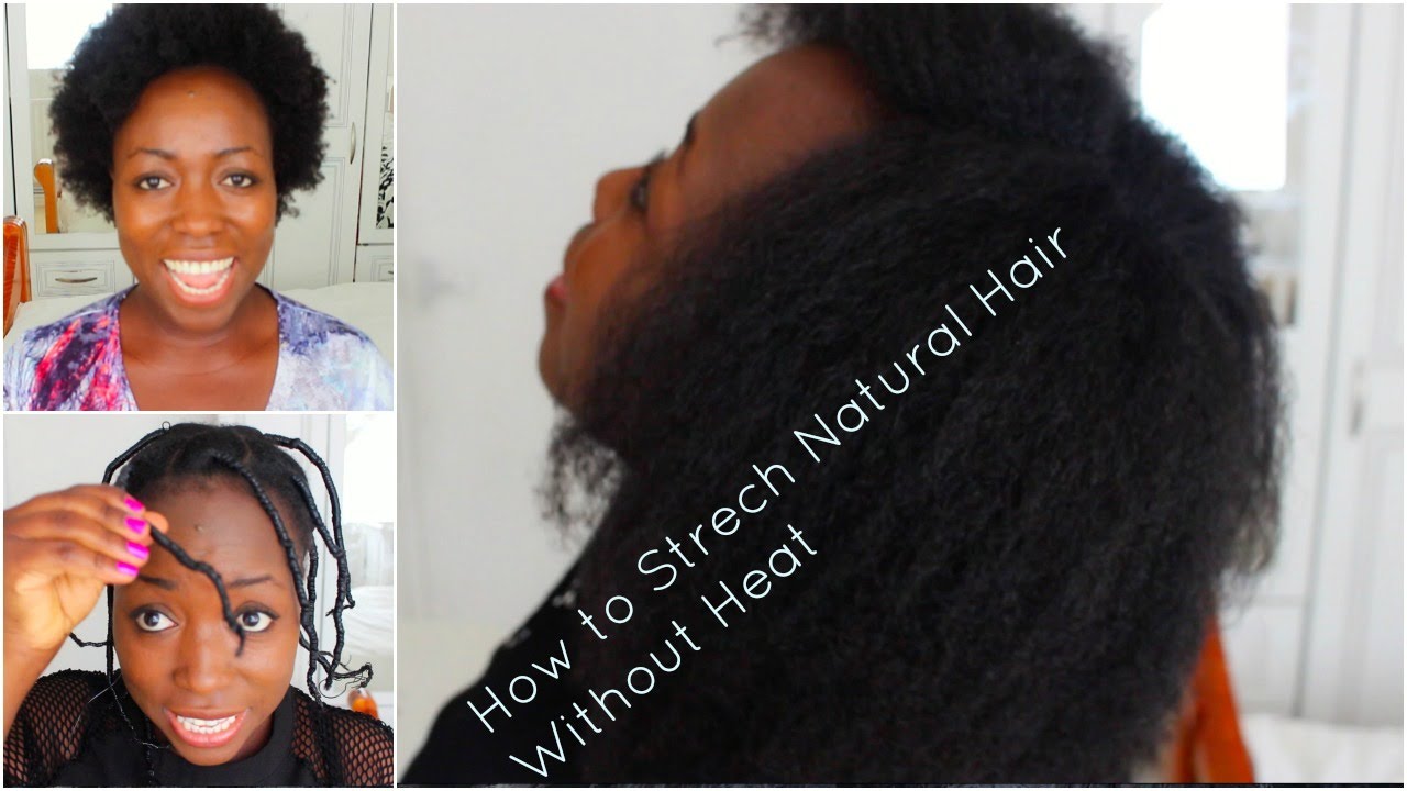 How to Stretch Natural Hair without Heat  African Threading Heatless blowout Tutorial on Afro 4C