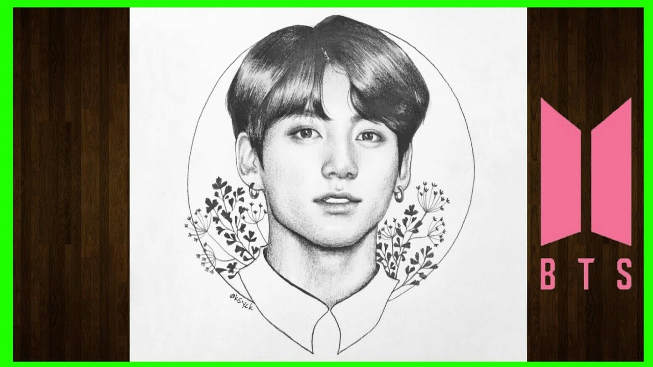 تعلم الرسم | رسم جونغكوك بالرصاص خطوه بخطوه للمبتدئين بطريقة سهلة | رسم BTS