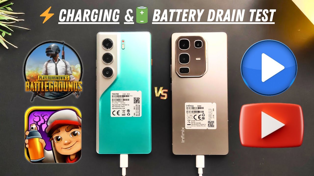 Infinix Note 50 Pro vs Tecno Camon 40 Pro | Charging & Battery Drain Test,1OO% - O% PUBG/BGMI TEST |
