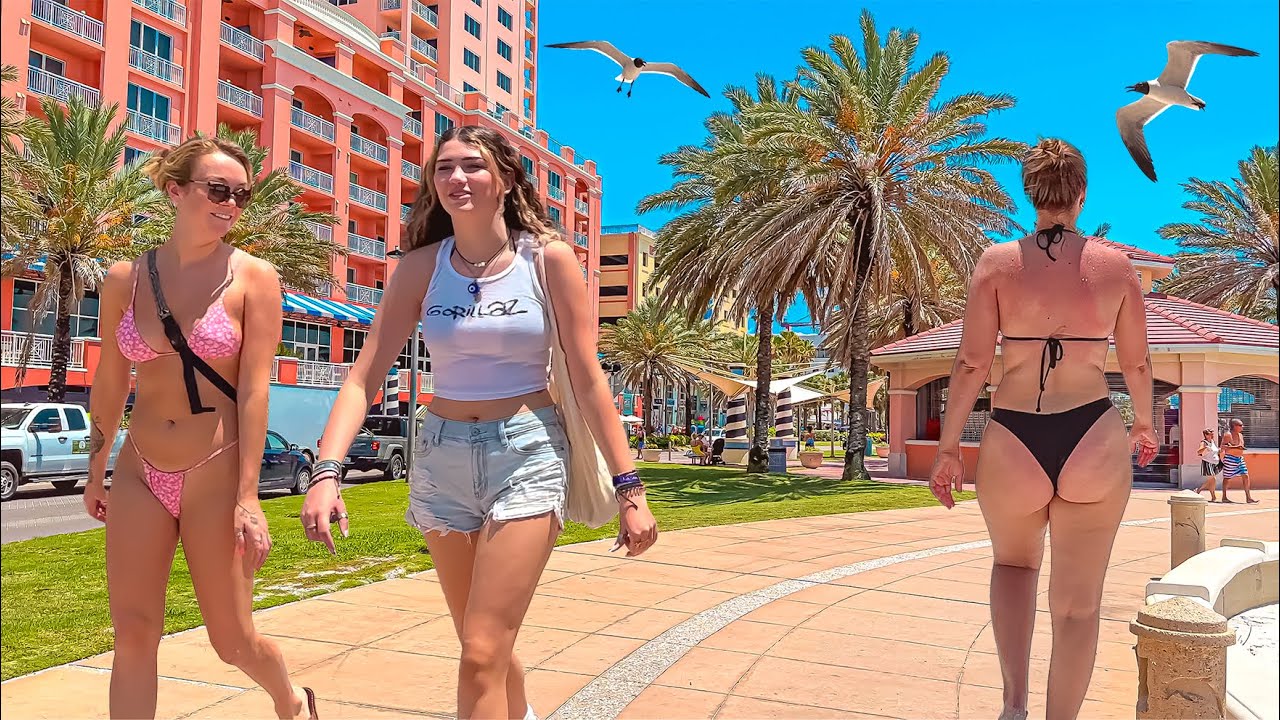 Clearwater Beach Florida 4K HDR Street Walking Tour
