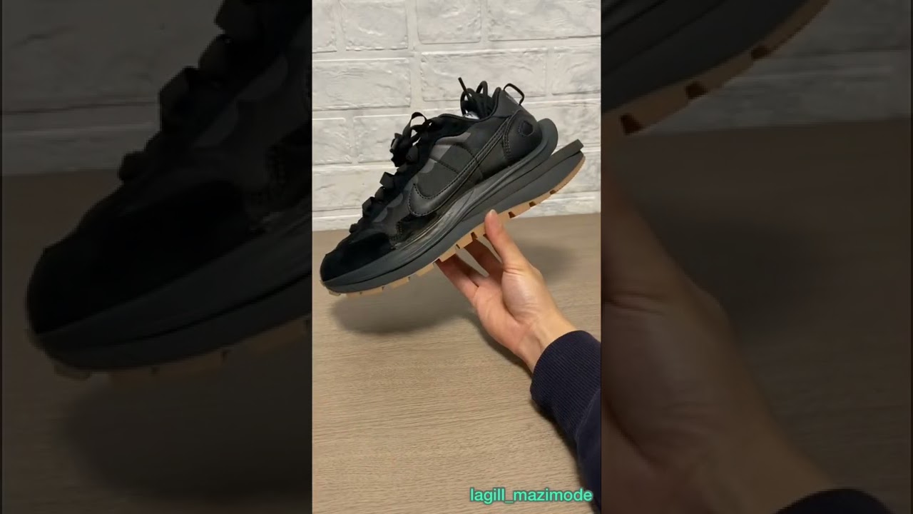 Nike × Sacai Vapor Waffle Black Gum short detail movie 