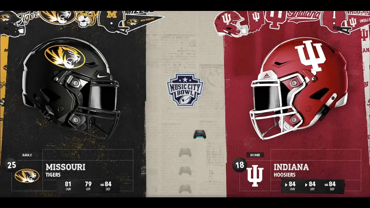 NCAA 26 Indiana rebuild 2035 Music City Bowl Vs. #25 Missouri