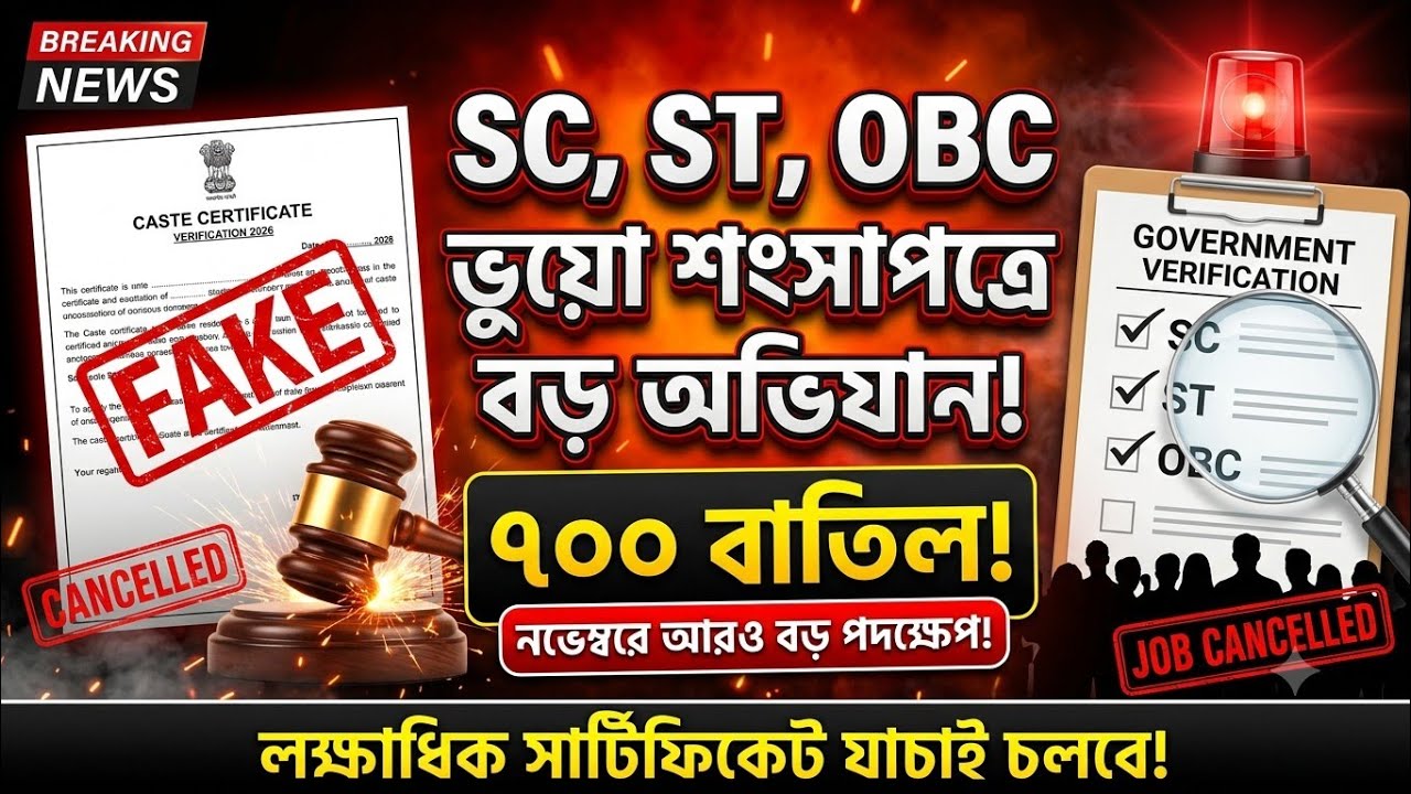 🚨 SC/ST/OBC ভুয়ো শংসাপত্রে বড় অভিযান! ৭০০ Certificate বাতিল 😱 | নভেম্বরের মধ্যে আরও বড় পদক্ষেপ 