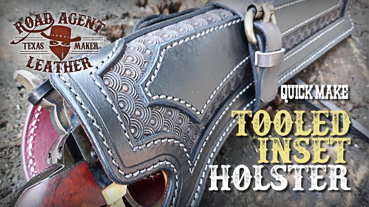 Leathercraft: Tooled Inset / Inlay Black Powder Revolver Cross Draw Holster Leatherworking