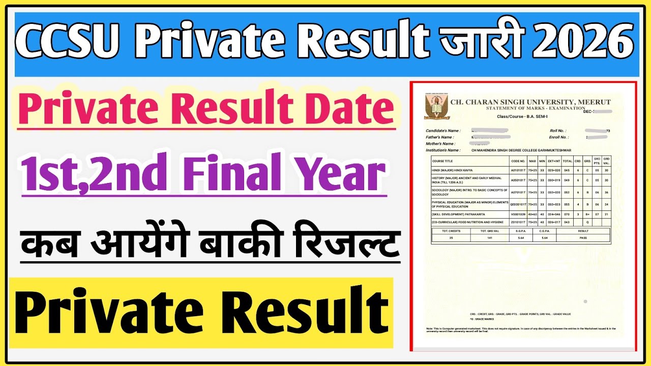 CCSU private result 2026 | CCSU private result |  CCSU BA private result | CCSU news update today
