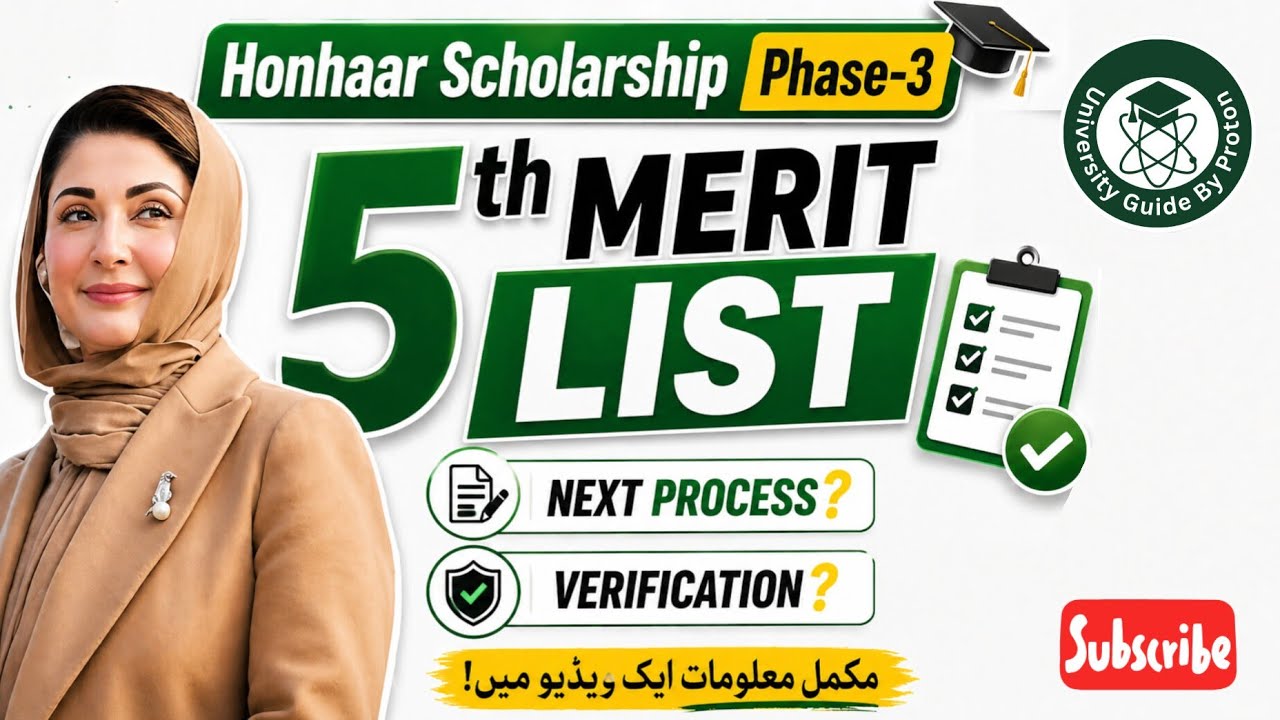 Honhaar Scholarship Phase-3 | 5th Merit list| Next process?  @UGProton 