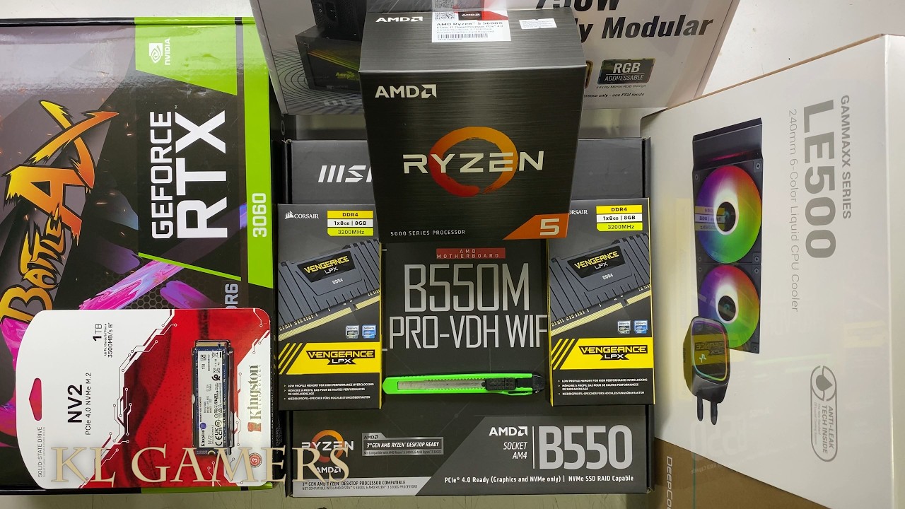 AMD Ryzen 5 5600X msi B550M PRO VDH WIFI VENGEANCE LPX GAMMAXX LE500 RTX3060 Gaming PC Build