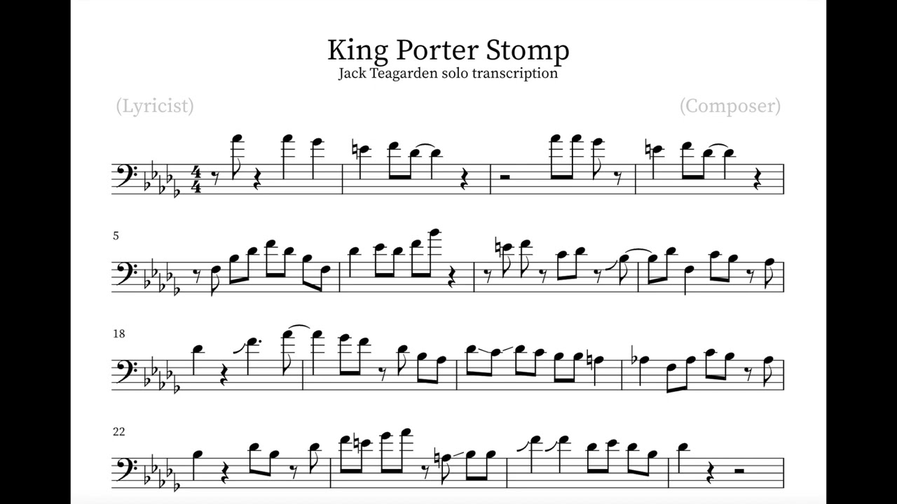 King Porter Stomp - Jack Teagarden trombone solo transcription