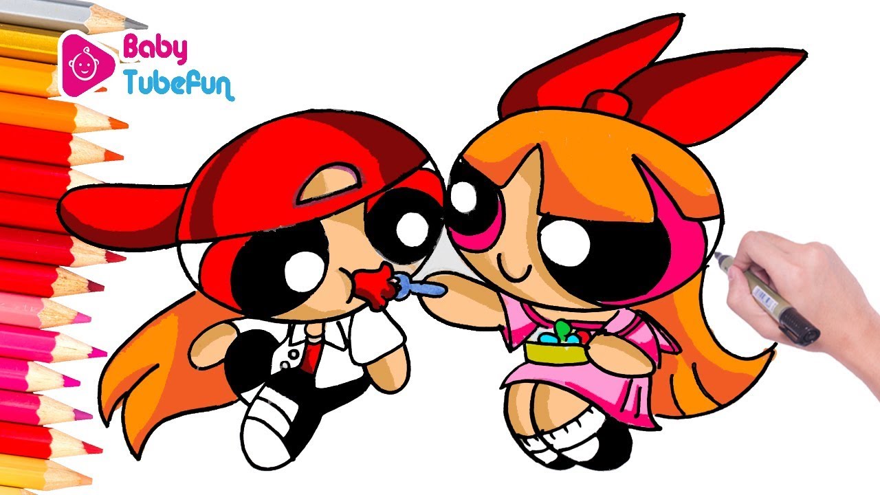 Coloring Powerpuff Girls Rowdyruff Boys Brick Boomer Butch Blossom Bubbles surprise eggs