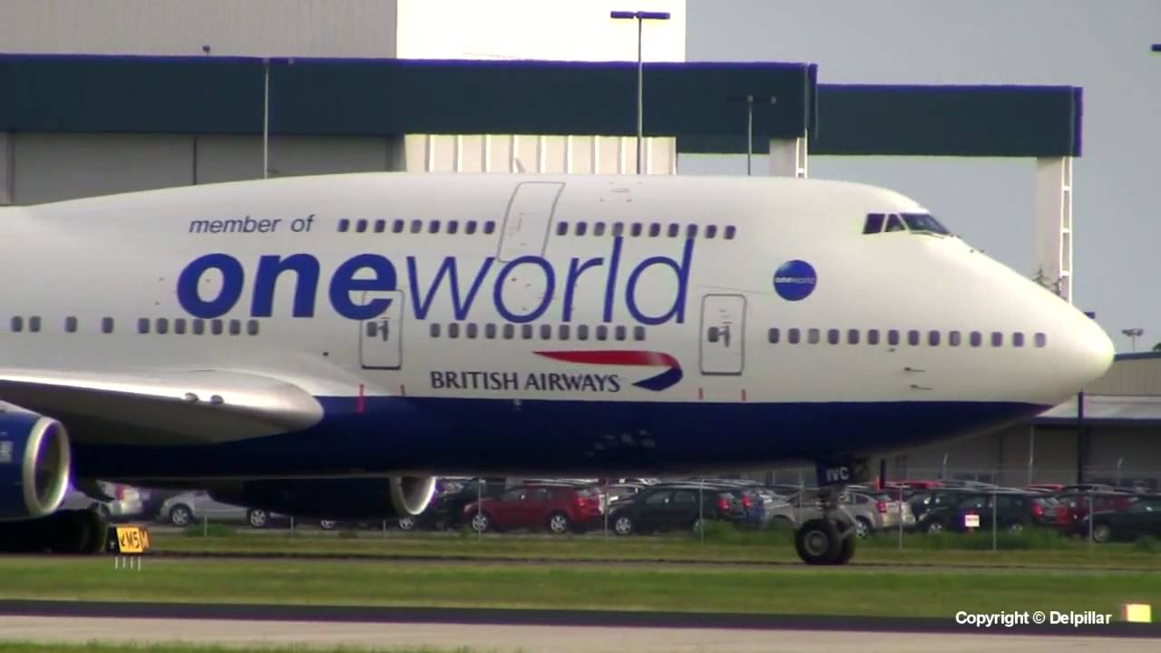 British Airways 747-400 arriving in the oneworld Livery.  (HD)