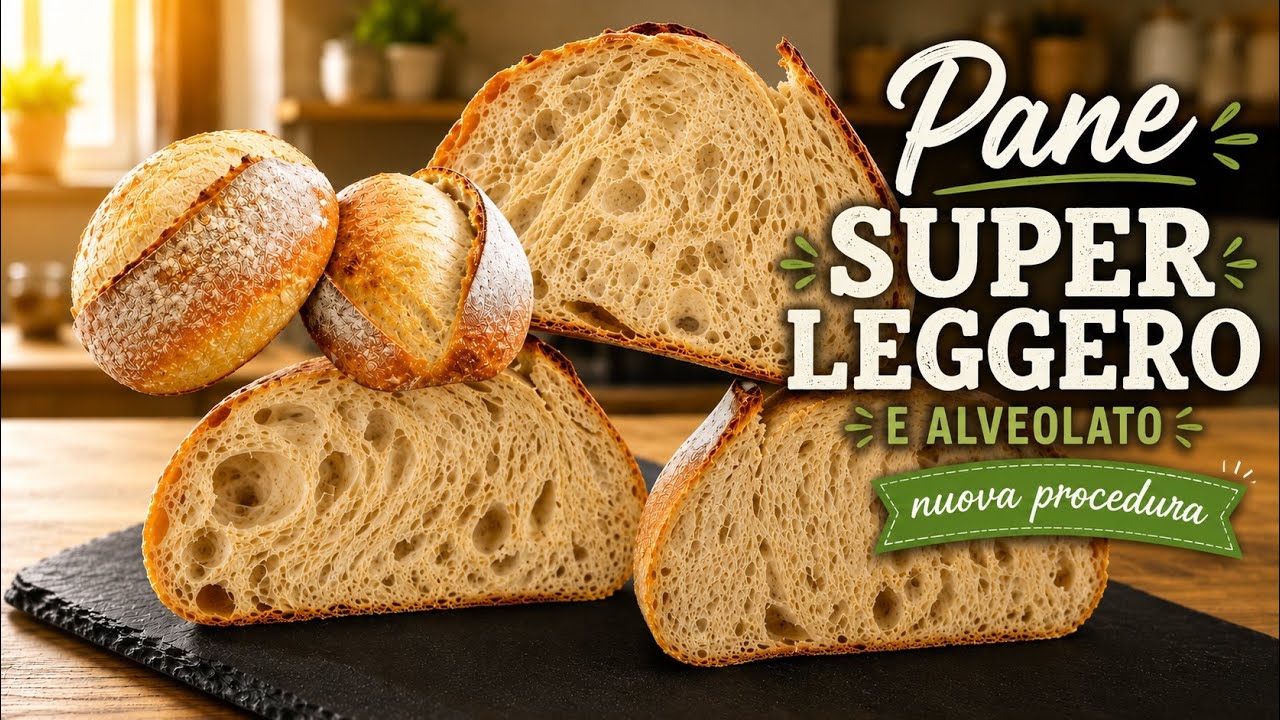 Pane soffice ed alveolato | nuovo procedimento più veloce | cottura con forno casalingo