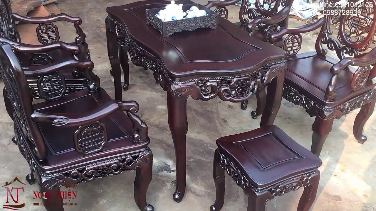 Bộ bàn ghế dơi thọ gỗ gụ mật, đồ gỗ Hải Minh_Ngọc Thiện