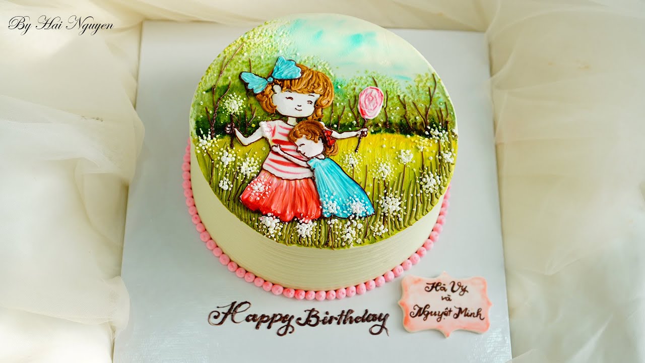 Painting Cake Art and Green Tea Cream Recipe | Bánh Vẽ Kem Trà Xanh
