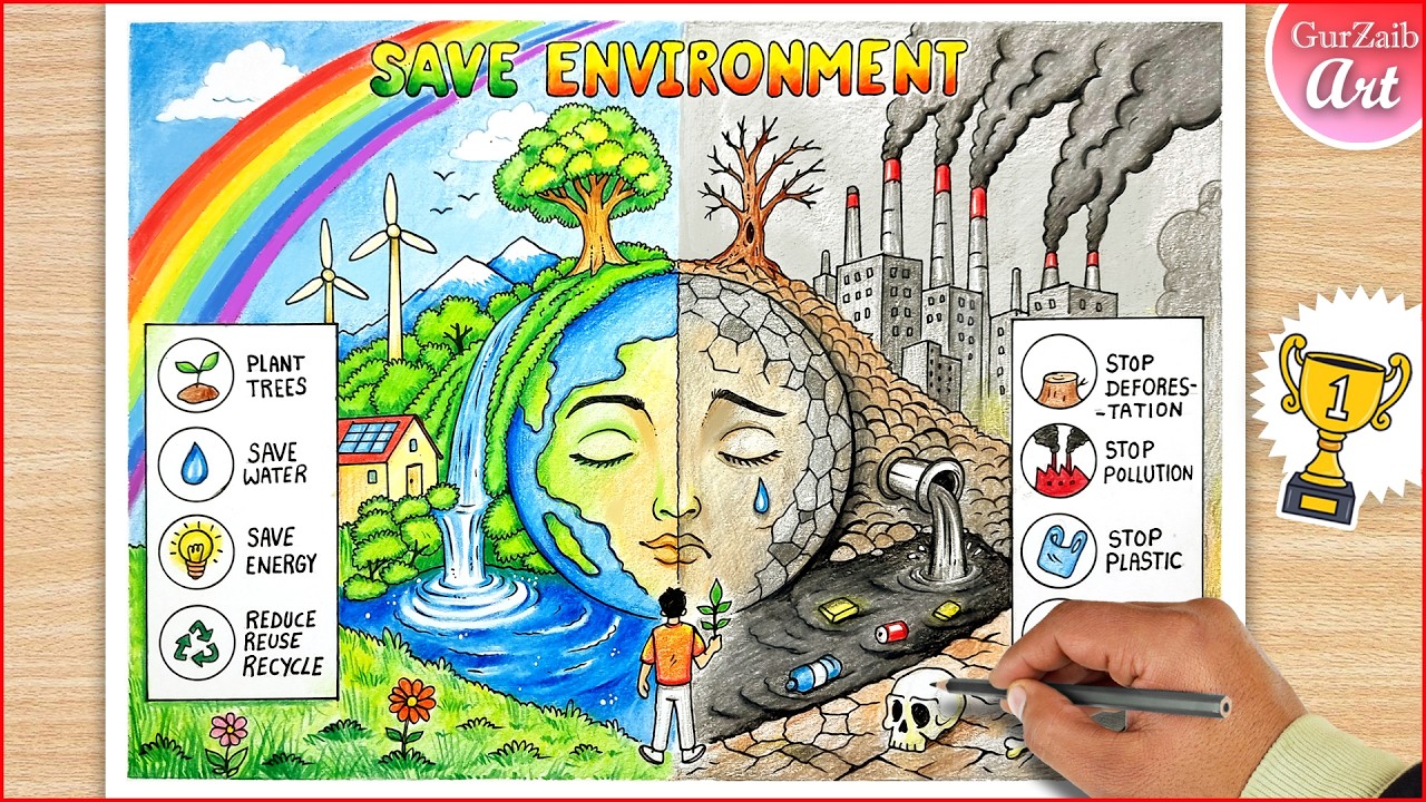 Save Environment Poster Drawing 2026 / World Environment Day Chart Project Making