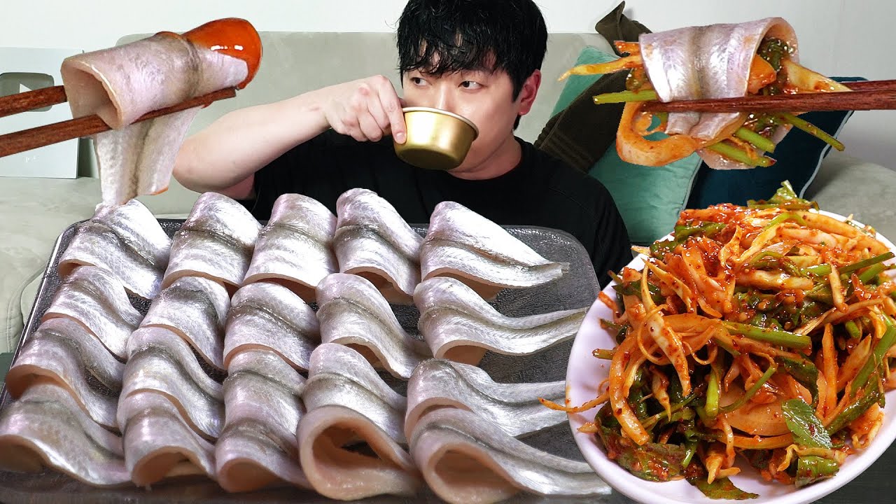 Сырая большеглазая сельдь! MUKBANG REALSOUND ASMR EATINGSHOW