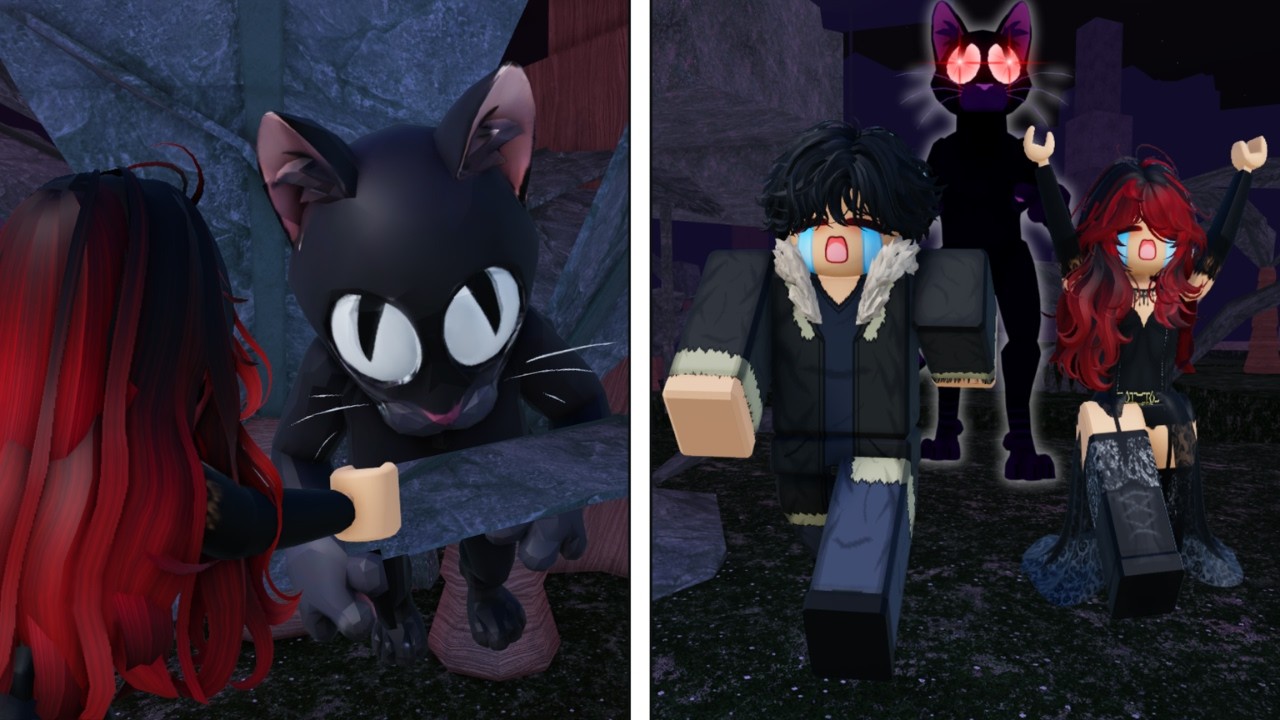 ELA TENTOU FAZER CARINHO NO GATO E O PIOR ACONTECEU! | 99 NOITES NA FLORESTA - ROBLOX