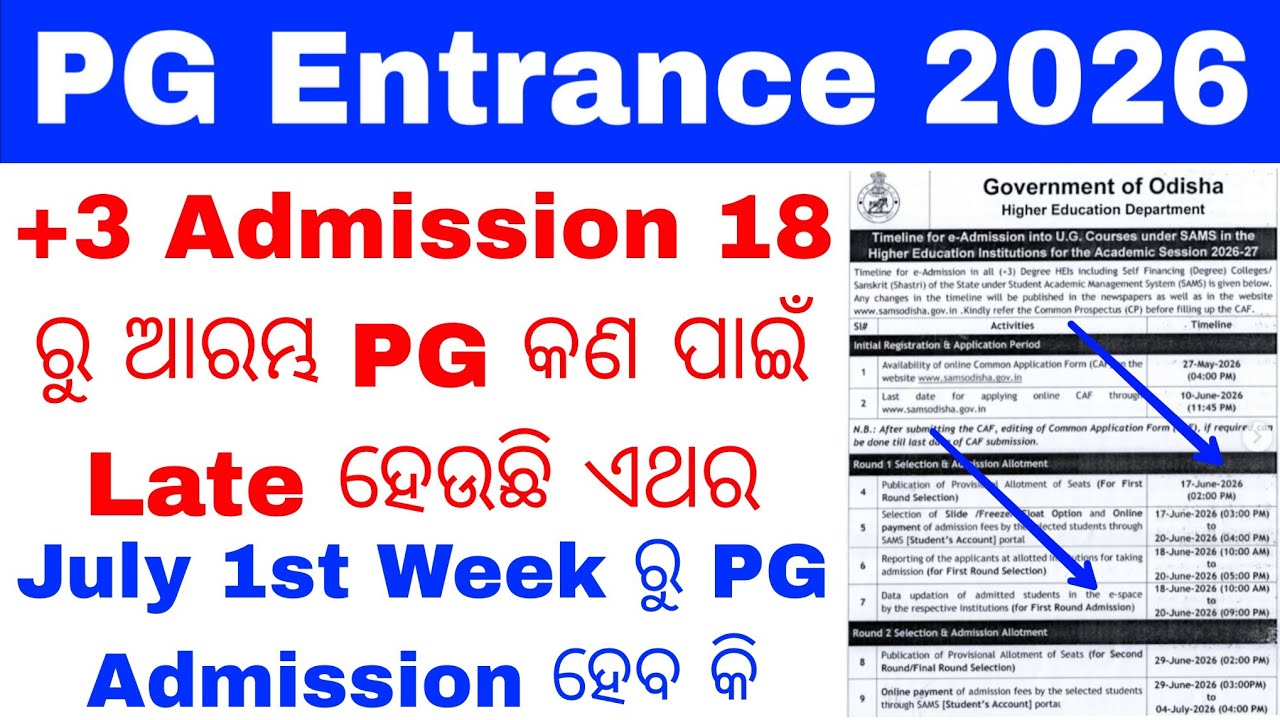 CPET PG Entrance Result Date 2026//Odisha PG Admission Date 2026//Odisha PG Result Date Expected 26 