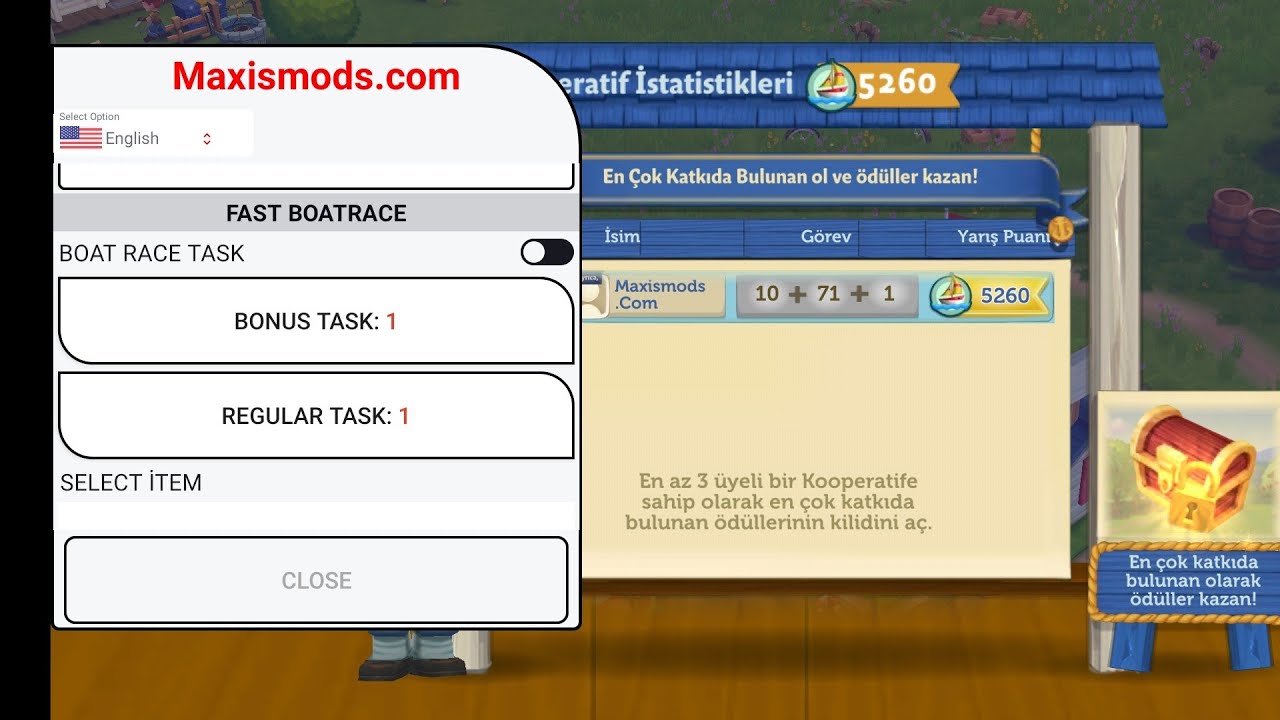 Farmville 2 Hile / Mod Menu All Task Finish  & Tek Görev İle Tekne Bitirme Boatrace Cheats Free Apk