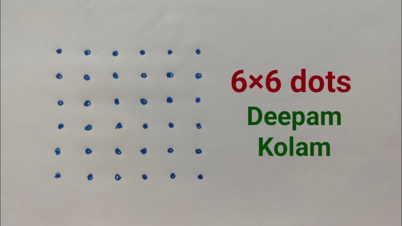 Diwali Deepam Rangoli || 6×6 dots deepam kolam || Chinna muggulu