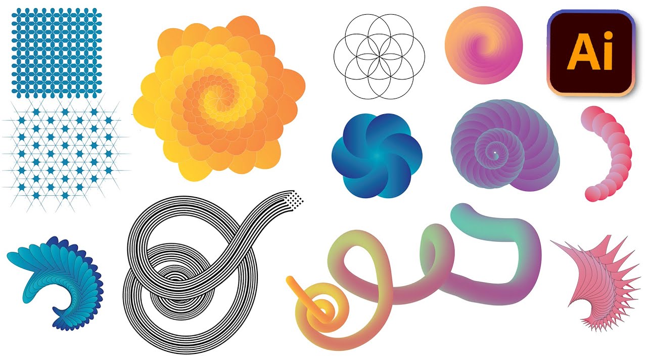 How to make interesting patterns in illustrator | Blend Pucker Bloat Transform