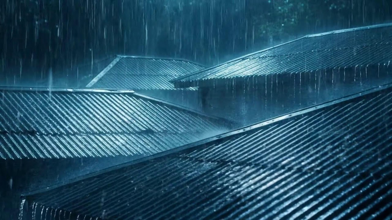 Steady Rain On Zinc Roof With Far Thunder For Stress Relief, Deep Focus, And Cozy Night Rest