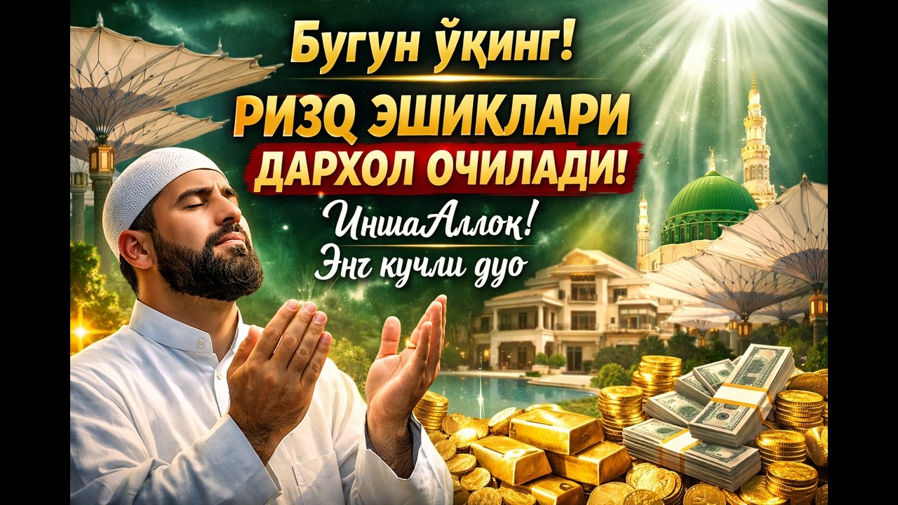 LIVE !!! Бугун ўқинг! Ризқ эшиклари дарҳол очилади, ИншаАллоҳ! Энг кучли дуо