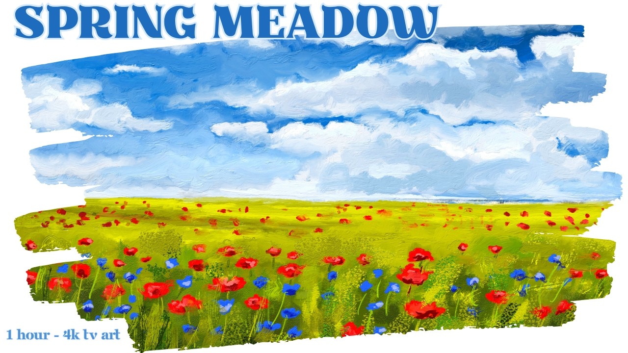 Spring Tv Art | 4K Impressionist Spring Wildflower Meadow Screensaver for Frame TV  (1 Hour)