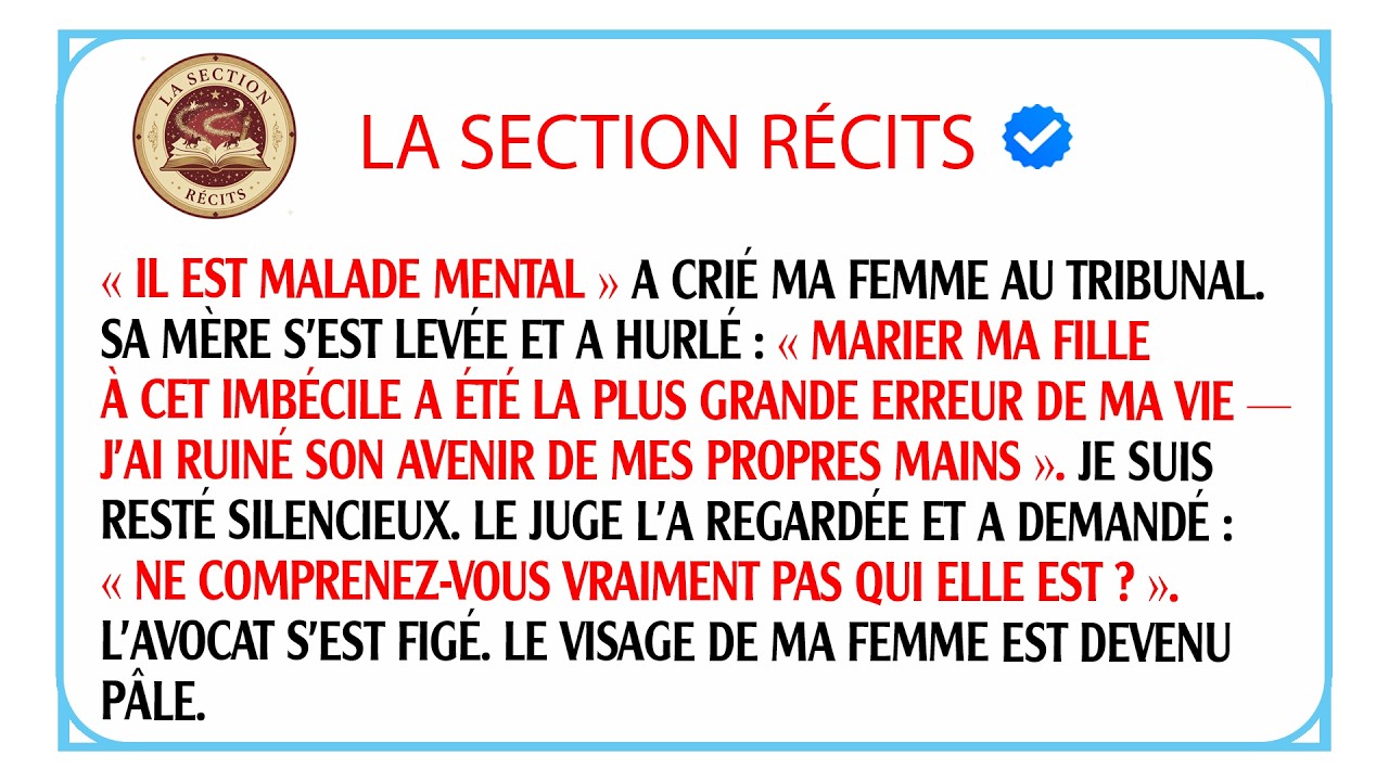 Ma femme m'accuse d'être fou au tribunal mais son plan secret se retourne contre elle violemment.