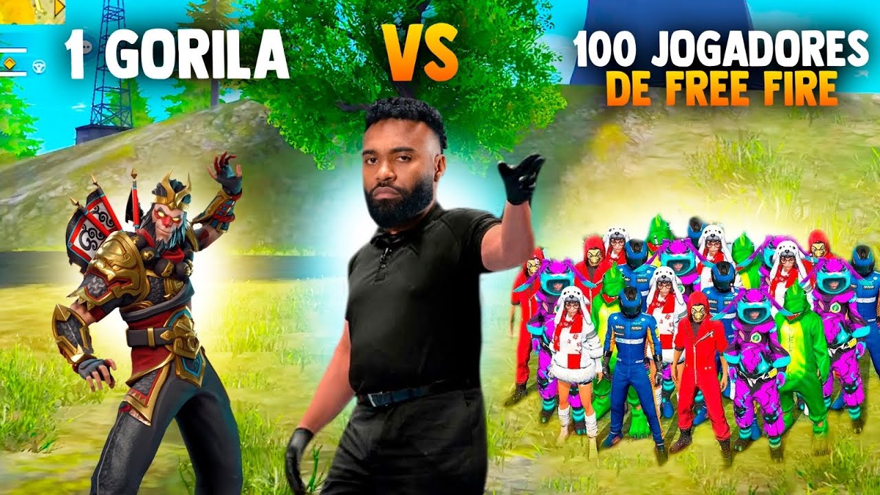1 GORILA VS 100 JOGADORES DE FREE FIRE