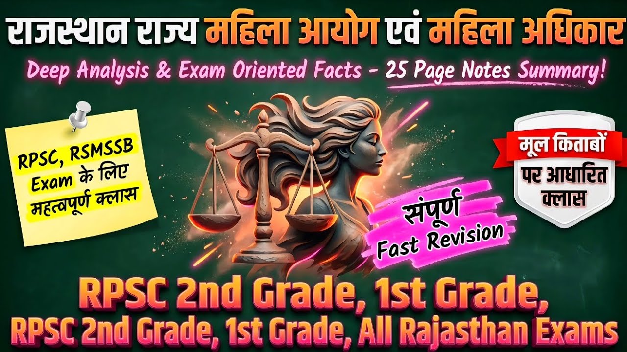 राजस्थान राज्य महिला आयोग एवं महिला अधिकार | Rajasthan State Women Commission | RPSC 2nd Grade 