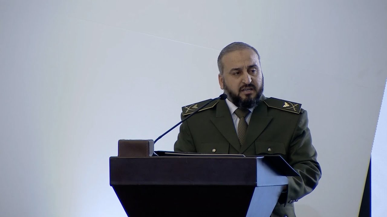 Speech by the Minister of Defense in the new Syrian government, Marhaf Abu Qasra.
